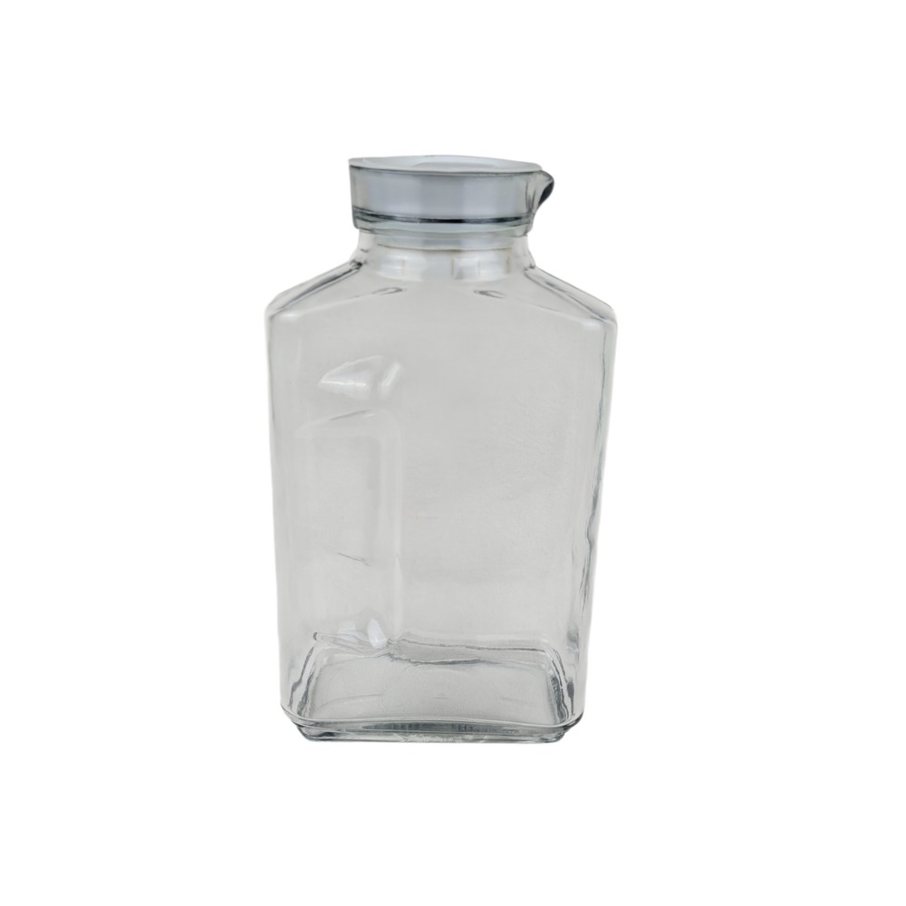 Anchor Hocking Glass Juice Carafe Pitcher‎ with Lid 1 Quart Clear Square USA